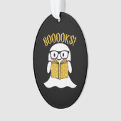 読書おたくハロウィーン幽霊の本読の贈り物 オーナメント (正面)