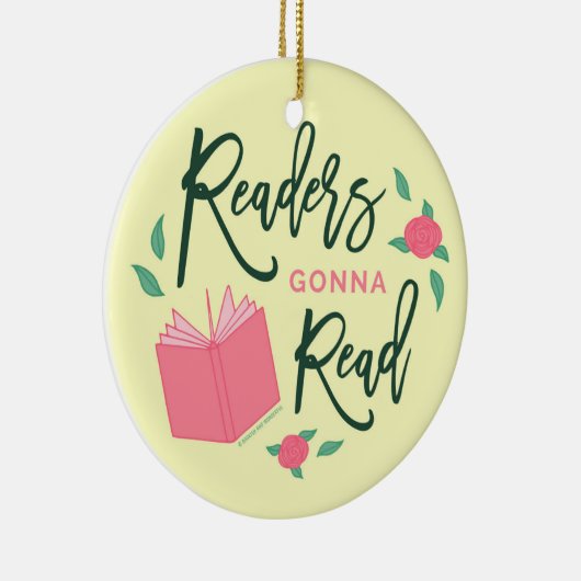 読書が好きな花柄を読むことを行っている読者 セラミックオーナメント (右)
