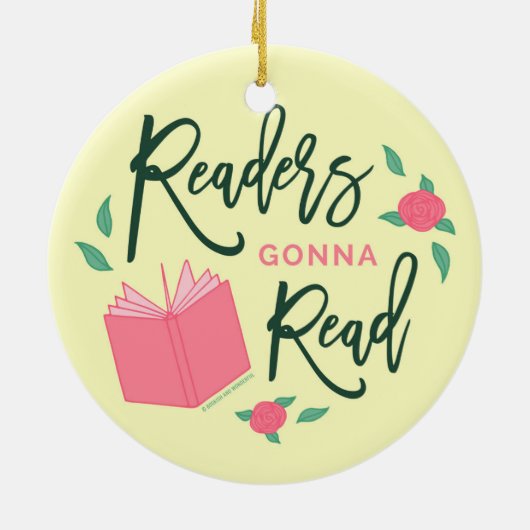 読書が好きな花柄を読むことを行っている読者 セラミックオーナメント (裏面)
