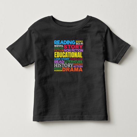 読書が好き - ジャンルワードアート トドラーTシャツ (正面)