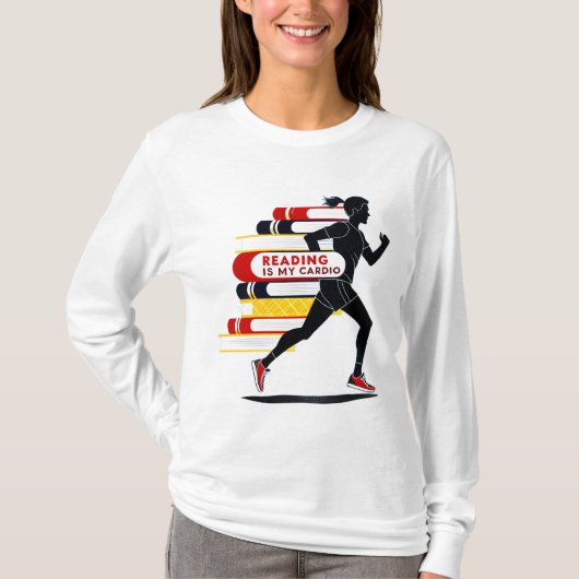 読書が私の運動 Tシャツ: 楽しい本好きデザイン Tシャツ (正面)