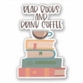 読書とコーヒーのステッカー シール (正面)