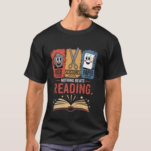 読書に勝るものなし じゃんけん 読者 F Tシャツ (正面)