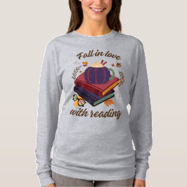 読書に恋する - カボチャと紅葉 Tシャツ