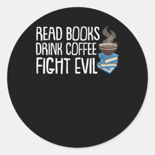 読書の本の飲み物のコーヒー戦いの悪のワイシャツ ラウンドシール