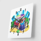 読書の自動車文庫の芸術 スクエア壁時計 (傾斜)