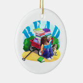 読書の自動車文庫の芸術 セラミックオーナメント (右)