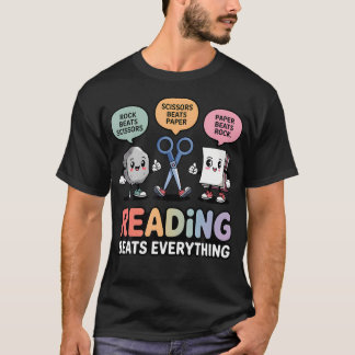 読書はあらゆるものを打ち負かす先生のじゃんけん Tシャツ