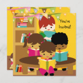 読書はおもしろいの誕生日の招待状です 招待状 (正面/裏面)