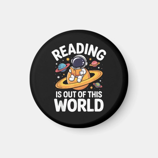 読書は宇宙の世界 Funny Books Lov マグネット (正面)