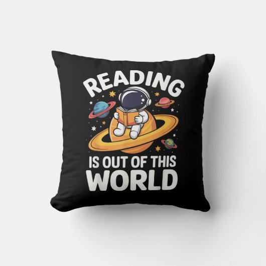 読書は宇宙の彼方へ!スペース・ユーモア本大好き クッション (正面)