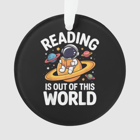 読書は宇宙の彼方へ！スペース・ユーモア本好き オーナメント (正面)