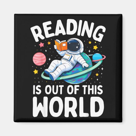 読書は宇宙を超えたスペースアストロノーツ マグネット (正面)