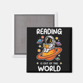 読書は宇宙を超えた宇宙飛行士のスペースブック マグネット (正面/裏面)