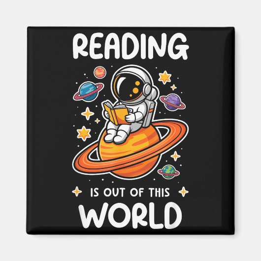 読書は宇宙を超えた宇宙飛行士のスペースブック マグネット (正面)