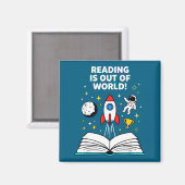読書は宇宙を超えた 宇宙飛行士 マグネット (正面/裏面)