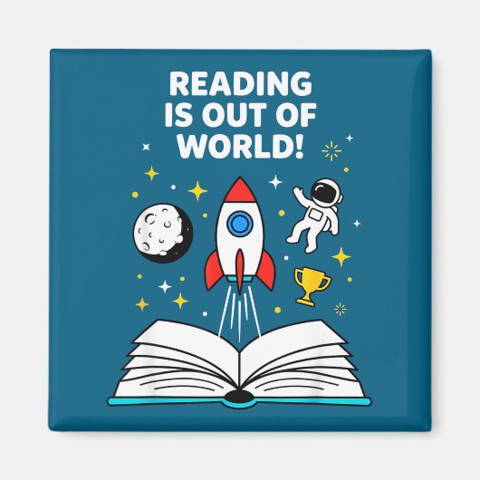 読書は宇宙を超えた 宇宙飛行士 マグネット (正面)