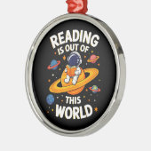 読書は宇宙を超えて メタルオーナメント (左)