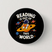 読書は宇宙を超えて 缶バッジ (正面)