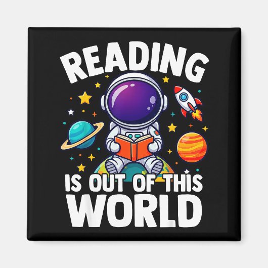 読書は宇宙レベルの面白さ！本好きにはたまらない マグネット (正面)