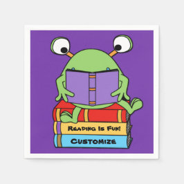 読書は楽しい かわいい 本好きなエイリアン スタンダードカクテルナプキン
