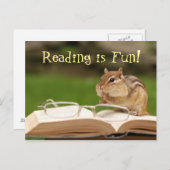 読書は楽しい！チップマンクのポストカード ポストカード (正面/裏面)