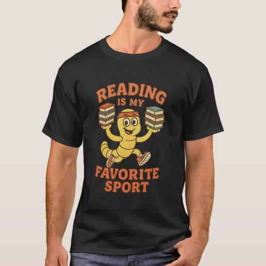 読書は私の一番好きなスポーツ 読書好きのためのエクササイズ本 Tシャツ (正面)