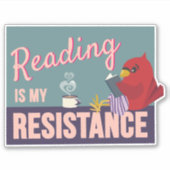 読書は私の抵抗 紫の長方形ステッカー シール (正面)