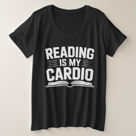 読書は私の有酸素運動 プラスサイズTシャツ (デザイン正面)