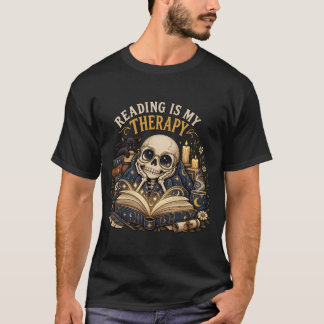 読書は私の癒し 天体スケルトン ブックデザイン Tシャツ