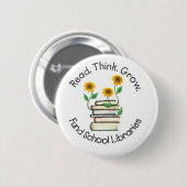 読書は考えます育てます-資金の学校図書館(Wallace1)を 缶バッジ (正面&裏面)