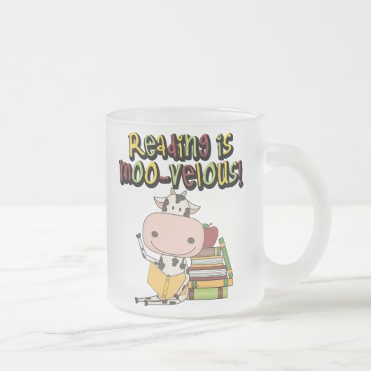 読書はMoovelousです フロストグラスマグカップ (右)