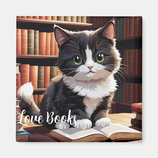 読書タイム 猫 マグネット (正面)
