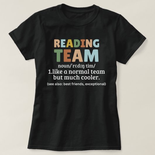 読書チームTシャツ、本好きな人のTシャツ、読書の先生 Tシャツ (デザイン正面)