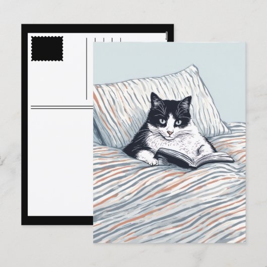 読書中の猫 シーズンポストカード (正面/裏面)