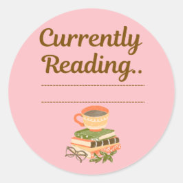 読書中 - 本好きのための書き込みラベル ラウンドシール