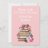 読書会のロマンチックなグループブックセッションの招待 招待状 (正面)