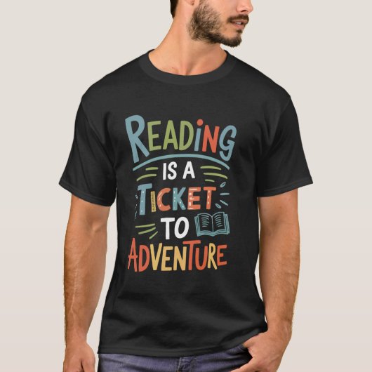 読書冒険図書館 - 新しい世界の夜を探索 Tシャツ (正面)