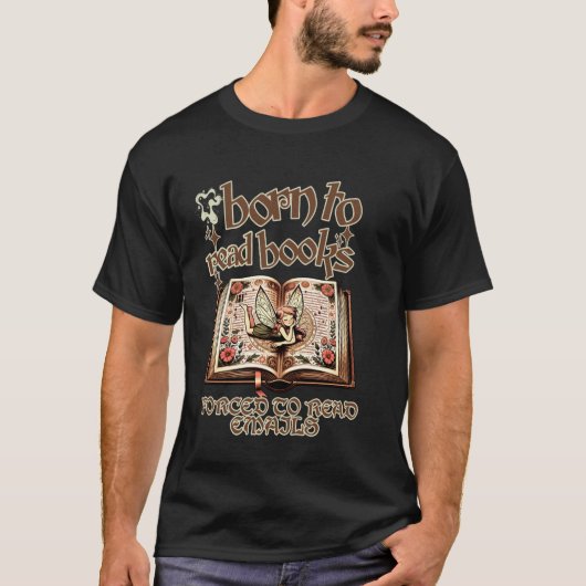 読書好きがメールに強制的に奪われる - 面白いB Tシャツ (正面)