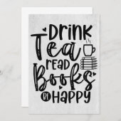 読書好きな人へのプレゼント ドリンク ティー 読書 本 幸せ 招待状 (正面/裏面)