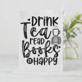 読書好きな人へのプレゼント　紅茶を飲んで本を読んで幸せに 招待状 (スタンド正面)