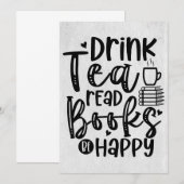 読書好きな人へのプレゼント　紅茶を飲んで本を読んで幸せに 招待状 (正面/裏面)