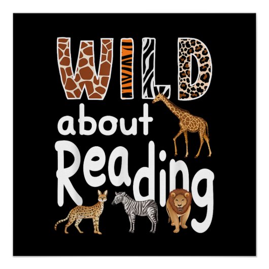 読書好きな動物たち かわいい本好きのためのデザイン ポスター (正面)
