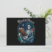 読書好きな骸骨の平和な読書 愛書家 本好き 招待状 (スタンド正面)