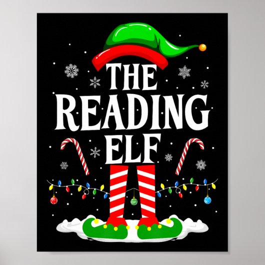 読書好きのためのユーモラスなエルフのクリスマスデザイン ポスター (正面)