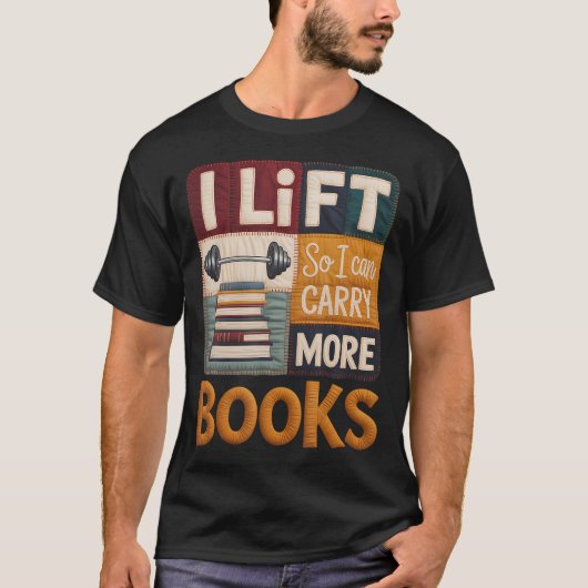 読書好きのためのリフトアップ!より多くの本を運べる Tシャツ (正面)