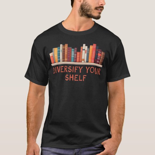 読書好きのための多様な本棚 Tシャツ (正面)