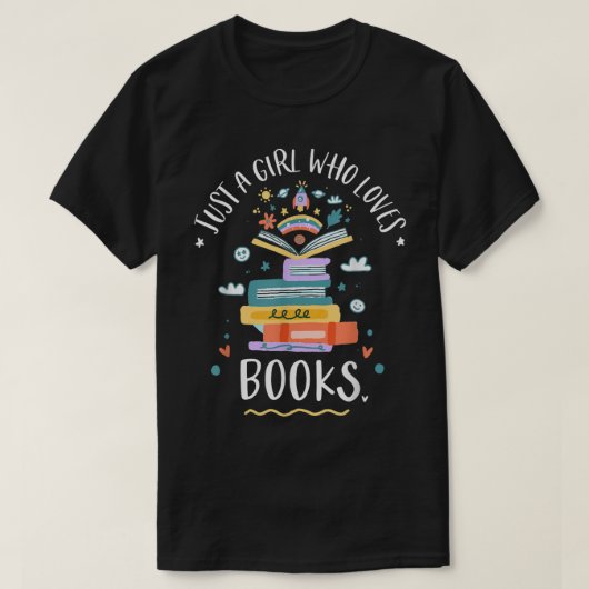 読書好きの女の子 Tシャツ (デザイン正面)