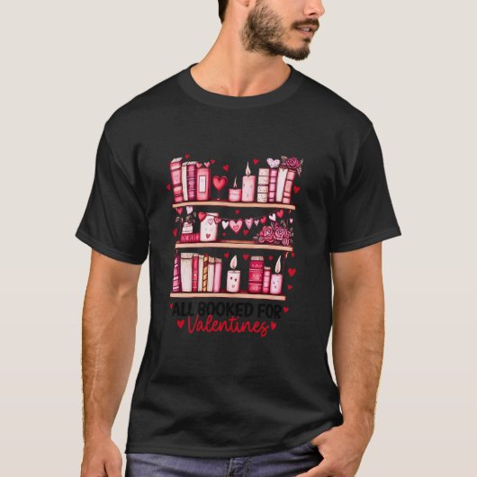 読書好きの本のバレンタインのバレンタインデーの本 Tシャツ (正面)