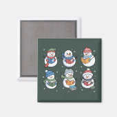 読書好きの雪だるま 読書ギフト 先生 冬 マグネット (正面/裏面)